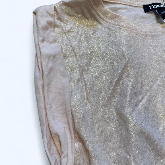 Express Women's Peach and Cream Shirt - Picture 3 of 6